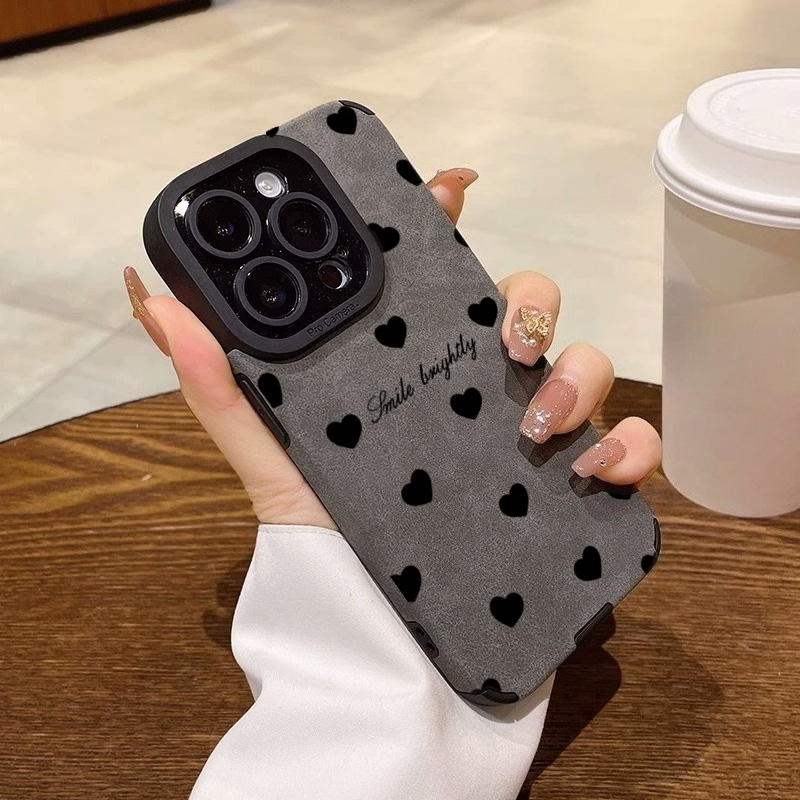 Luxury Watch Case - Yeni Lüks Siyah Kalp Desenli Telefon