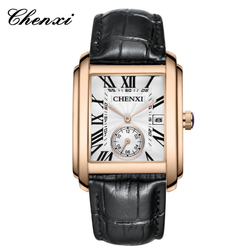 Luxury Watch Magazine - CHENXI 8216 Moda Klasik Kare Kahverengi