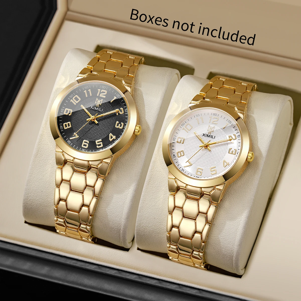 Luxury Watch Gold And Black - Lüks Altın Tonlu Kadın Kol Saati