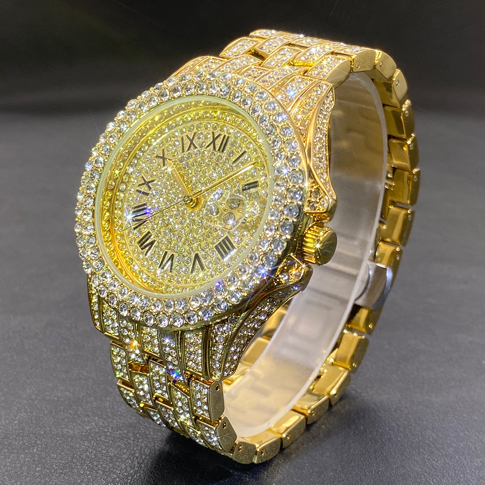 Luxury Watch Gold And Black - Erkekler İçin Büyük Altın Gümüş Siyah