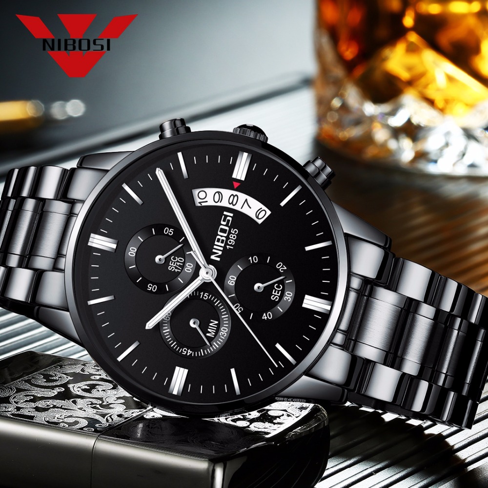 NIBOSI paslanmaz çelik siyah Q - Luxury Watch Magazine incelemesi ve fiyatı