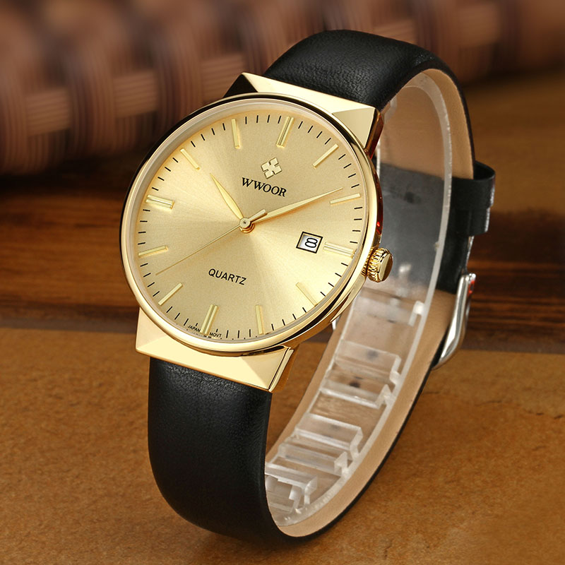 WWOOR erkek Saatler Üst Marka  - Luxury Watch Gold And Black incelemesi ve fiyatı