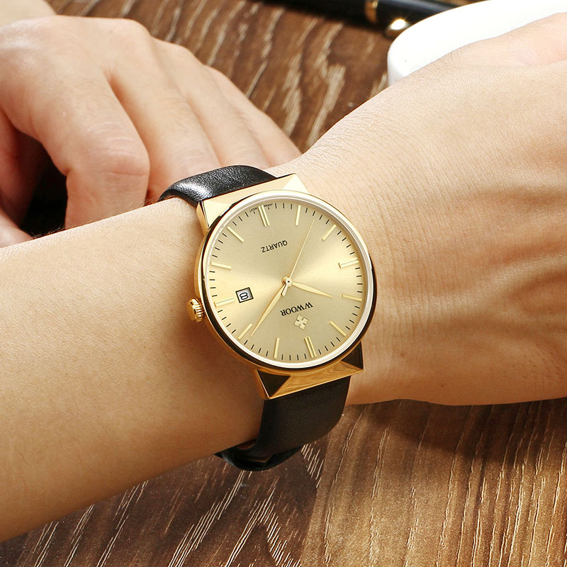 WWOOR erkek Saatler Üst Marka  - Luxury Watch Gold And Black incelemesi ve fiyatı
