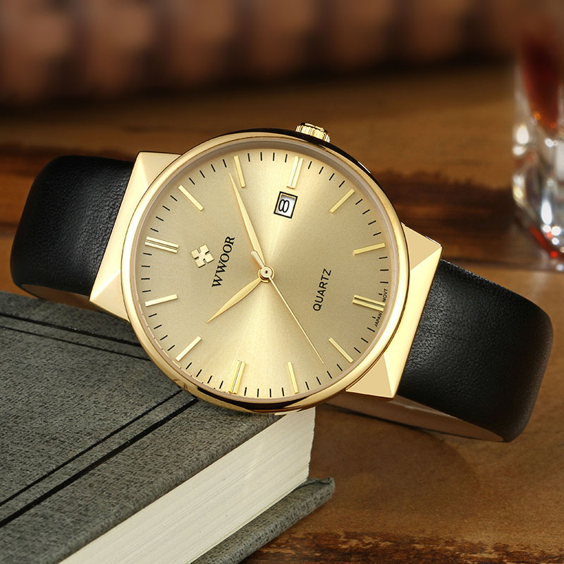 WWOOR erkek Saatler Üst Marka  - Luxury Watch Gold And Black incelemesi ve fiyatı